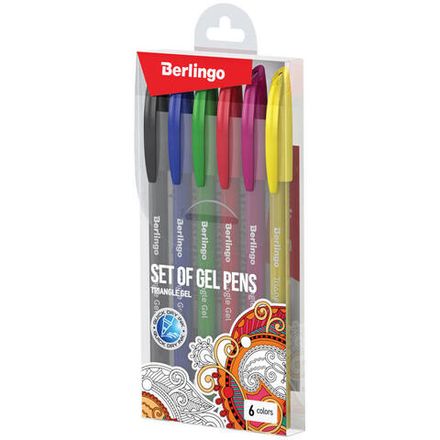 Набор гелевых ручек 6цв. Berlingo Triangle Gel, 0,8мм, корпус ассорти