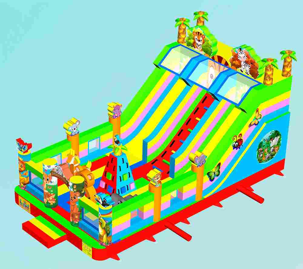 Коммерческий надувной батут «Звериная команда 2», 9х5х5 м