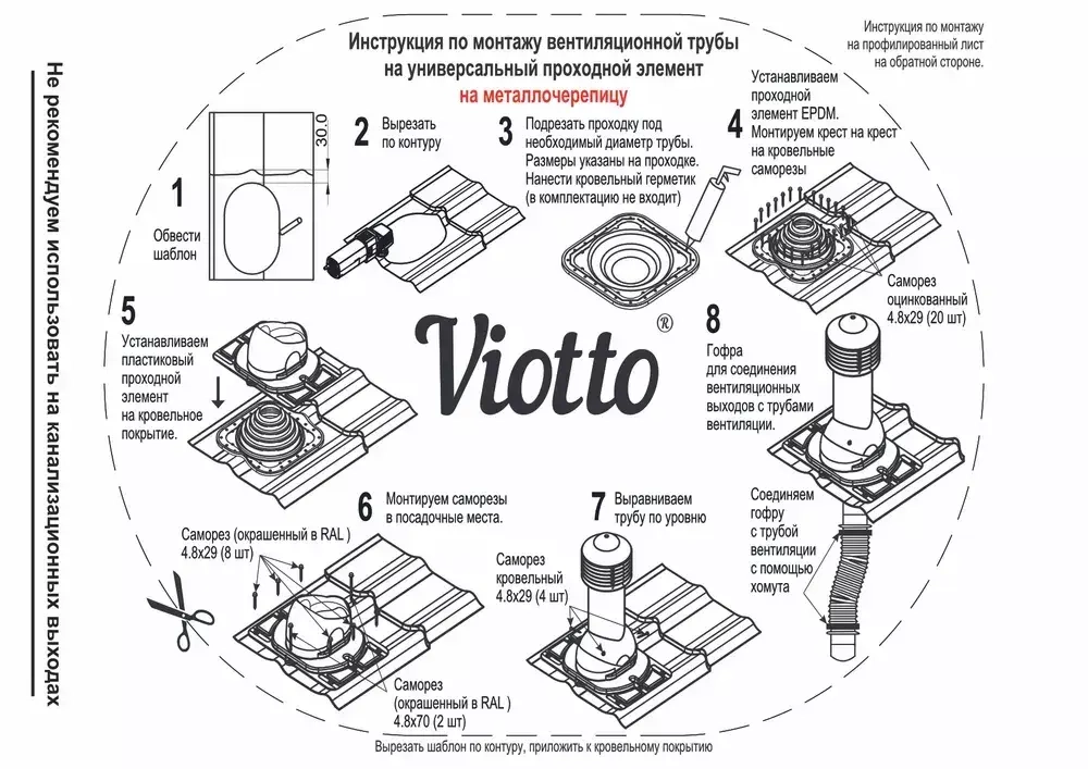 Труба вентиляционная Viotto д 125 с универсальным проходным элементом утепленная, коричневый
