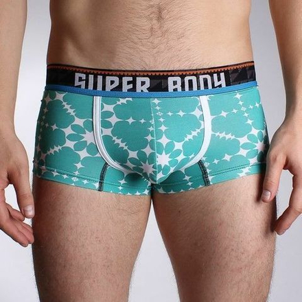 Мужские трусы боксеры изумрудные с узором Superbody Emerald Boxer