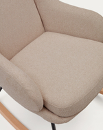 Maustin Кресло-качалка из бежевой овчины со стальной конструкцией и деревом бука