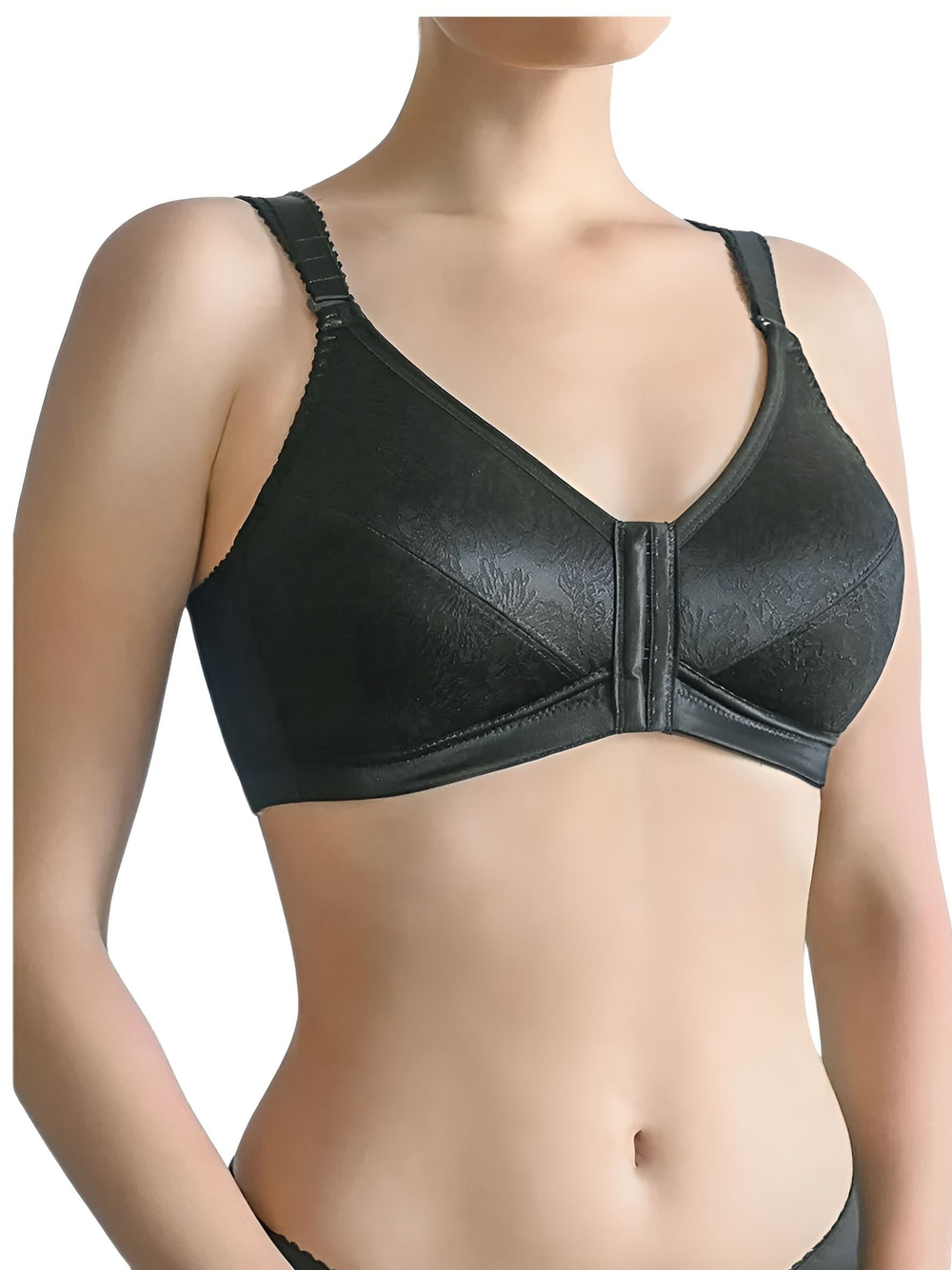 Бюстгальтер с передней застежкой, для фиксации экзопротезов молочной железы 95E черный