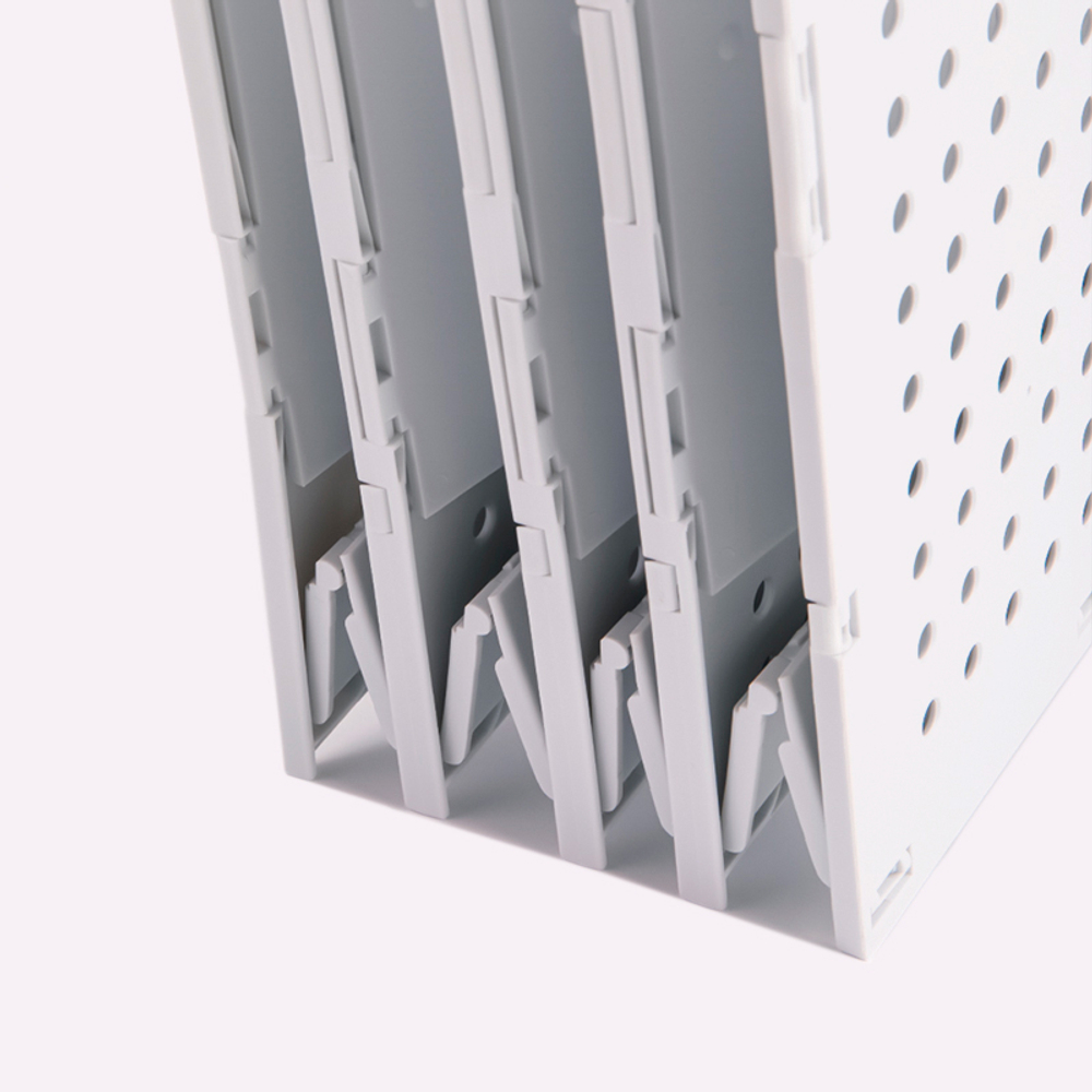 Лоток вертикальный DELI, 4 отделения, складной, серый