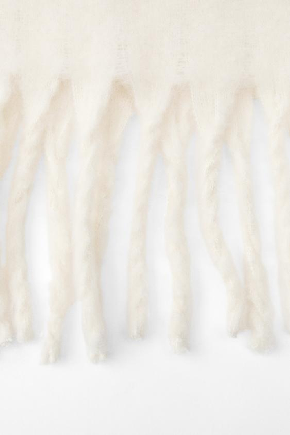 ZARA ШИРОКИЙ ШАРФ С БАХРОМОЙ, ЭКРЮ