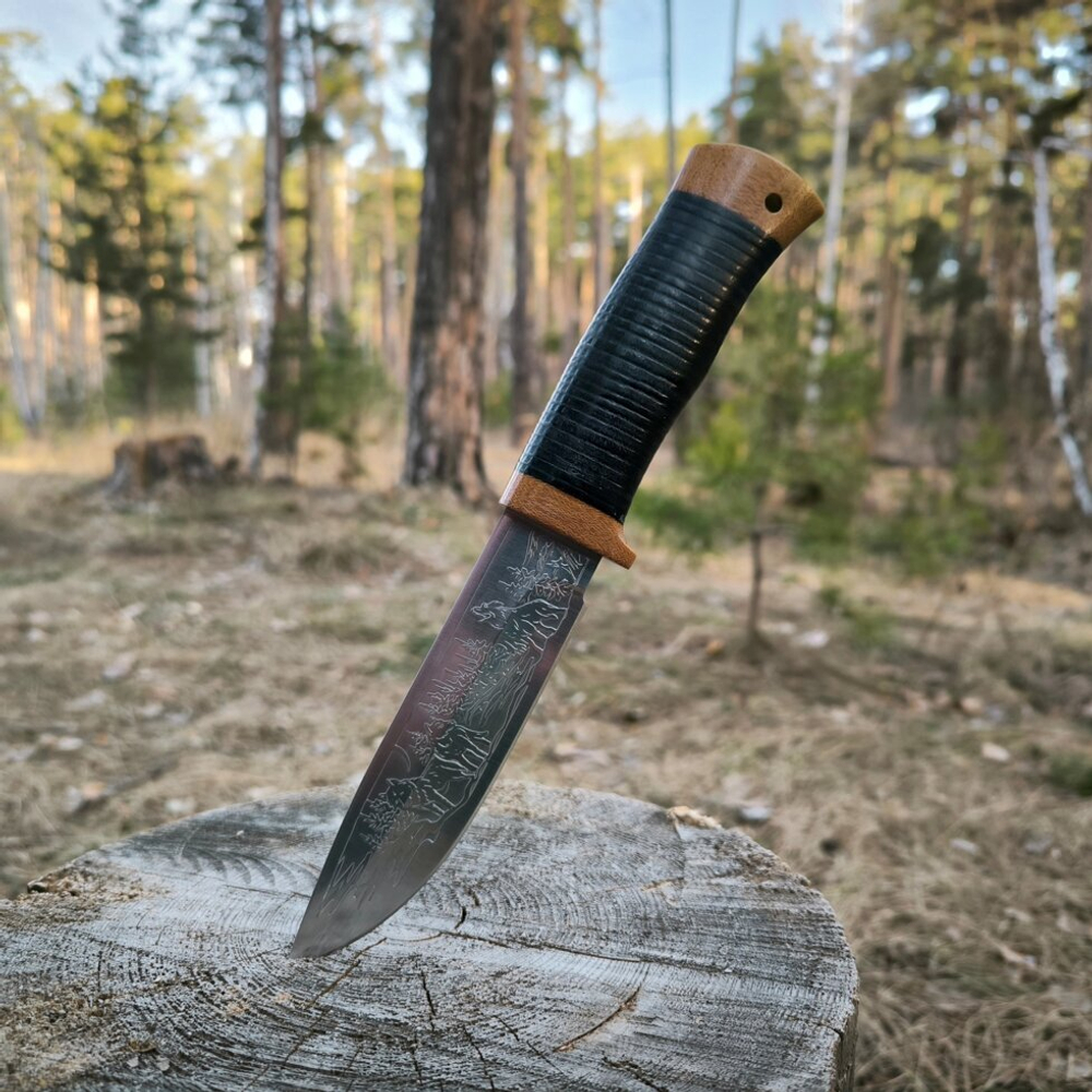 Кованый нож НС-27 Хищники, гравировка (Златоуст)