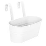 Кашпо "Ведро декоративное" большое овальное настенное с крючками для подвеса, цвет белый