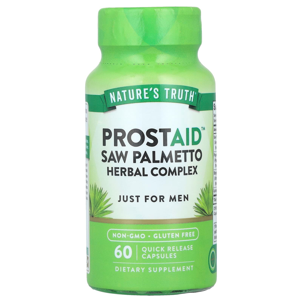 Nature's Truth, ProstAid™, растительный комплекс с сереноей, 60 капсул с быстрым высвобождением