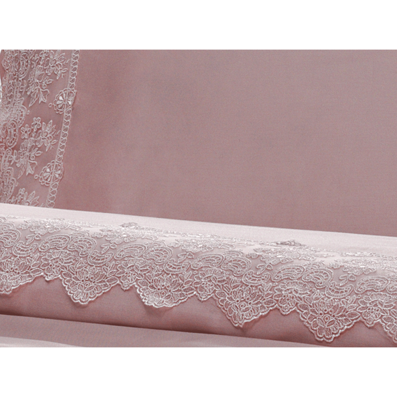 Постельное белье MINOSO пудра с кружевом TIVOLYO HOME Турция