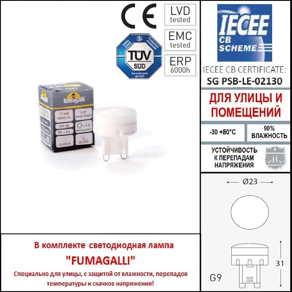 Фасадный светильник FUMAGALLI MAMETE SQUARE 1A3.000.000.WXZ1L