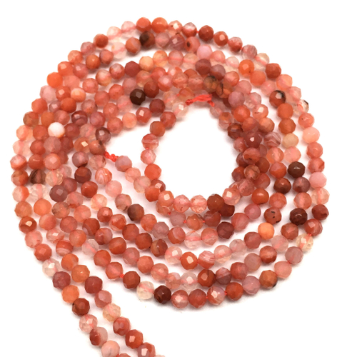 Агат рыжий 2 мм, граненые бусины (нить)