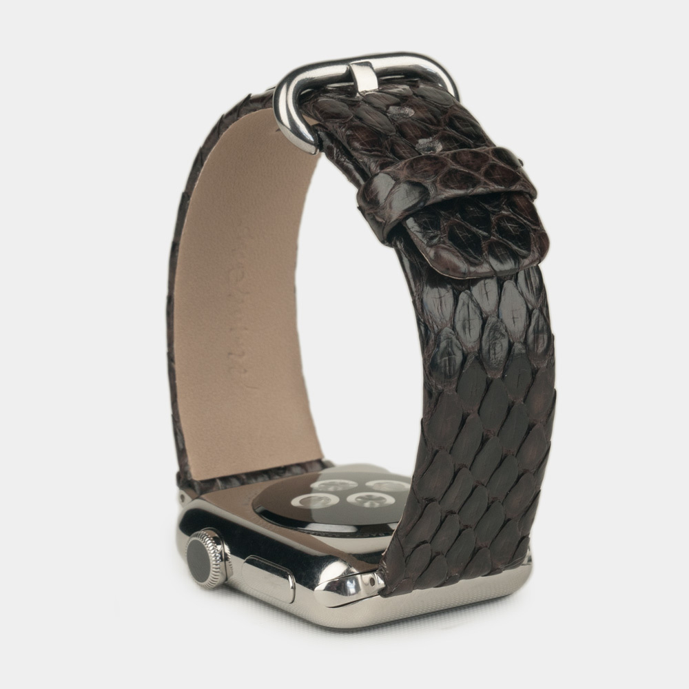 Ремешок для Apple Watch 40/41/42 mm из кожи питона, темно-коричневого цвета
