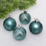 Новогодние шары 5 см (набор 4 шт) «Лесная тайна», темный нефрит