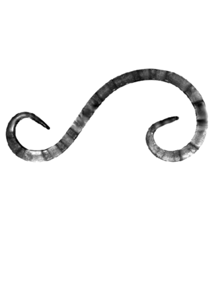 Кованый элемент вензель S (80 х 170) мм, р-р материала КВ 10, вес 0,235 кг.