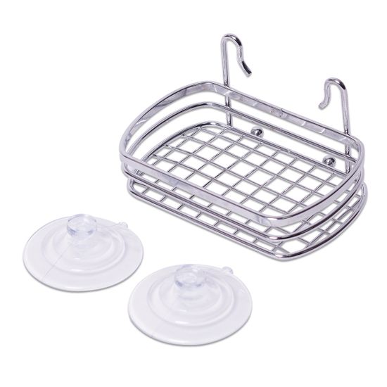 Мыльница прямоугольная хромированная на двух присосках Besser BS 0511 (13х10 см)