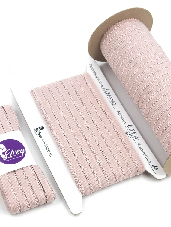 168 К-94/9 Резинка ажурная Lauma 9 мм, серебристый пион 168