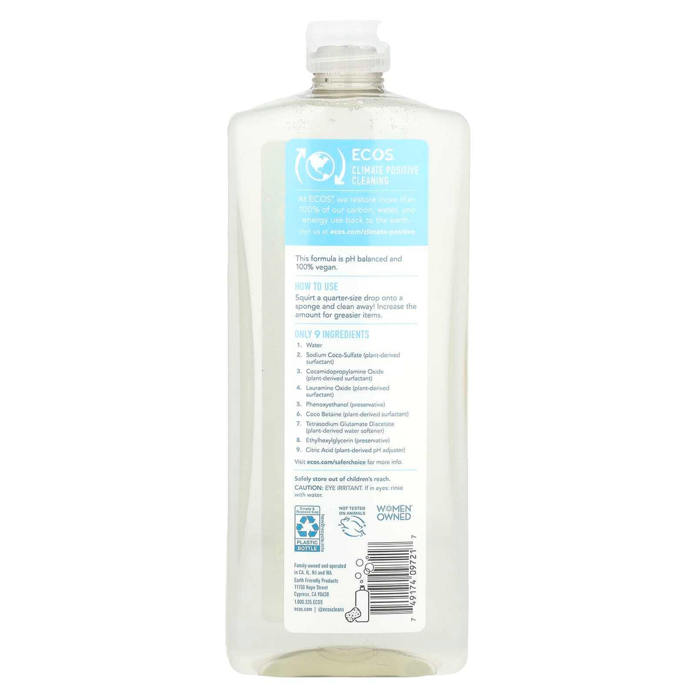 Earth Friendly Products, ECOS®, мыло для посуды на растительной основе, бесцветное и прозрачное, 739 мл (25 жидк. унц.)