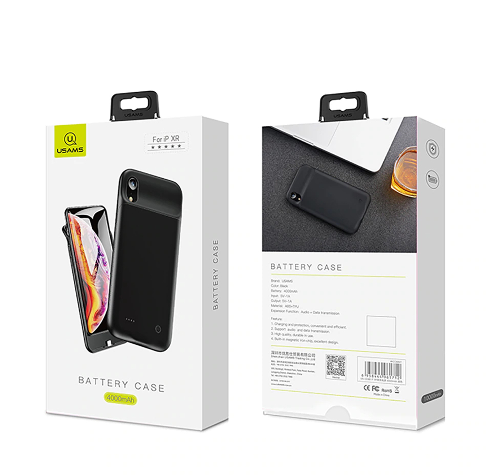 Power Bank 4000mAh, iPhone XR (8pin), Usams, черный