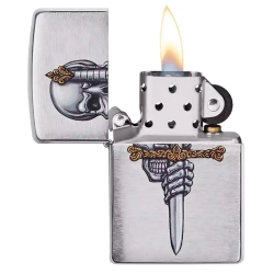 Зажигалка Zippo 49488 Sword Skull Design, Brushed Chrome