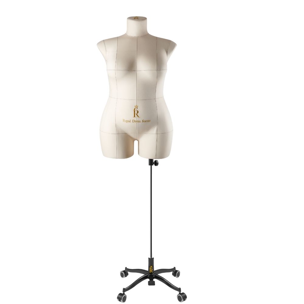 Манекен портновский Моника, размер 54, цвет бежевый, в комплекте подставка «Милан». Вид спереди.