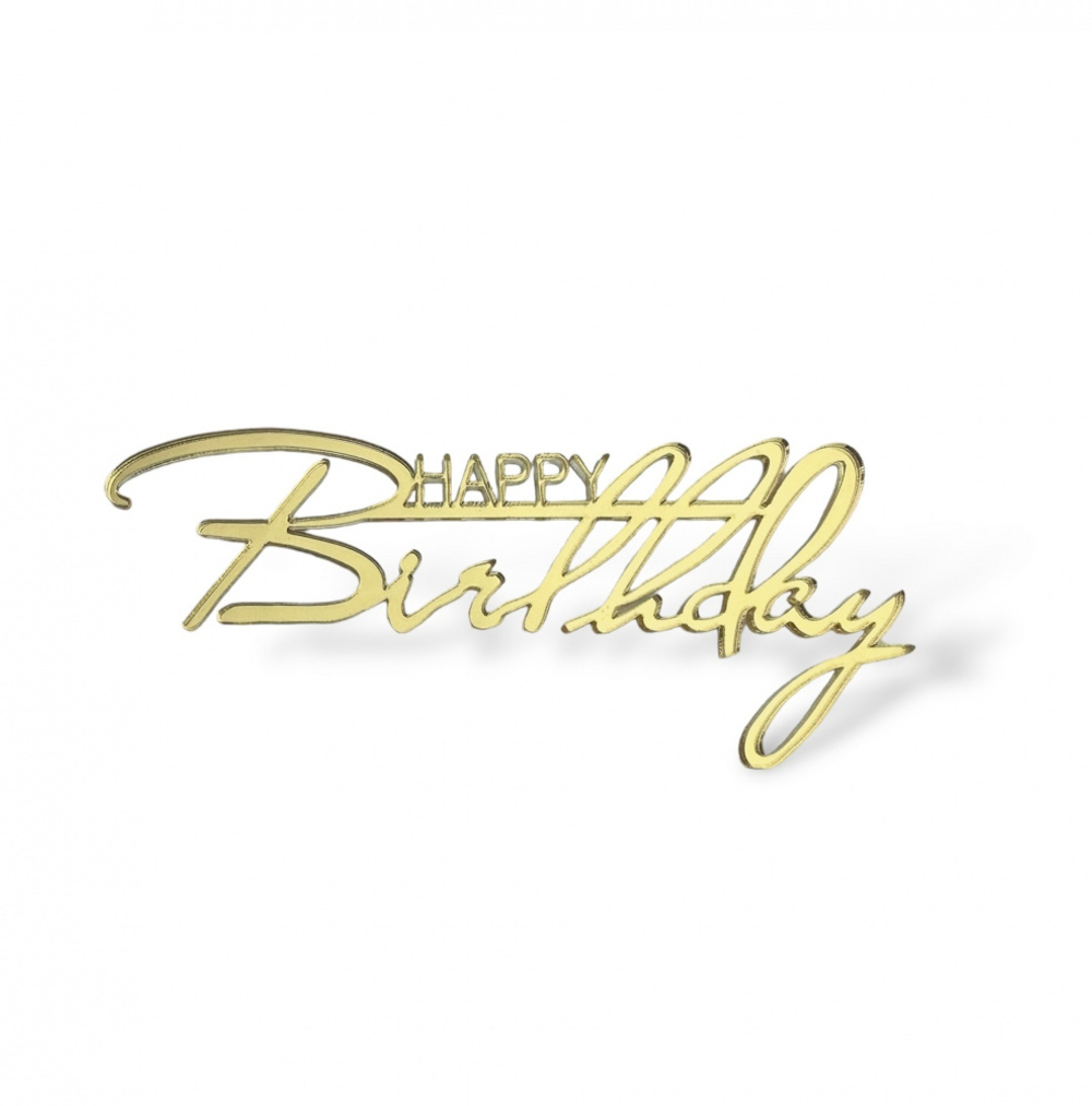 Топпер на торец "Happy Birthday №6" 10 см., золото