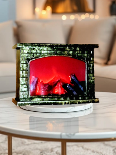 Светодиодный декоративный камин с эффектом живого огня 28х20х12 см, патина золотая бронза