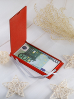 Купюрница деревянная, покраска акрил, с атласной леной, артикул КДХ-003