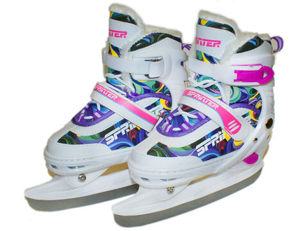 Коньки ледовые раздвижные. Размер M: S909Б-M