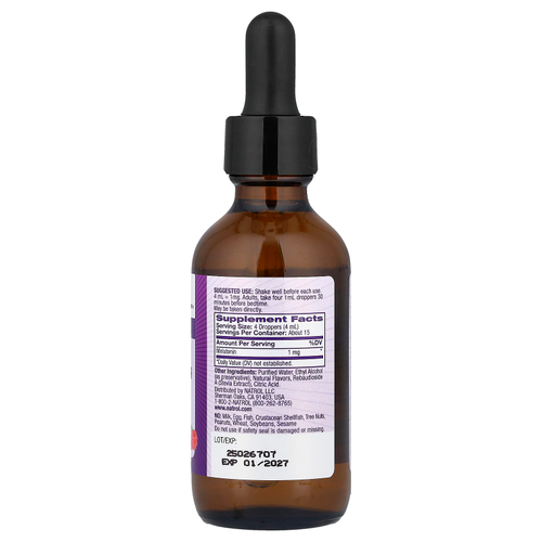 Natrol, Жидкий мелатонин, сон, натуральный ягодный вкус, 1 мг, 60 мл (2 жидк. унции)