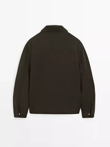 Massimo Dutti Куртка из смесового хлопка с карманами, серый