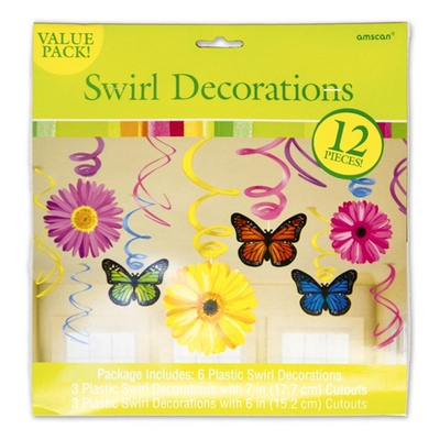 Спираль на потолок «Бабочки и цветы», 12 шт