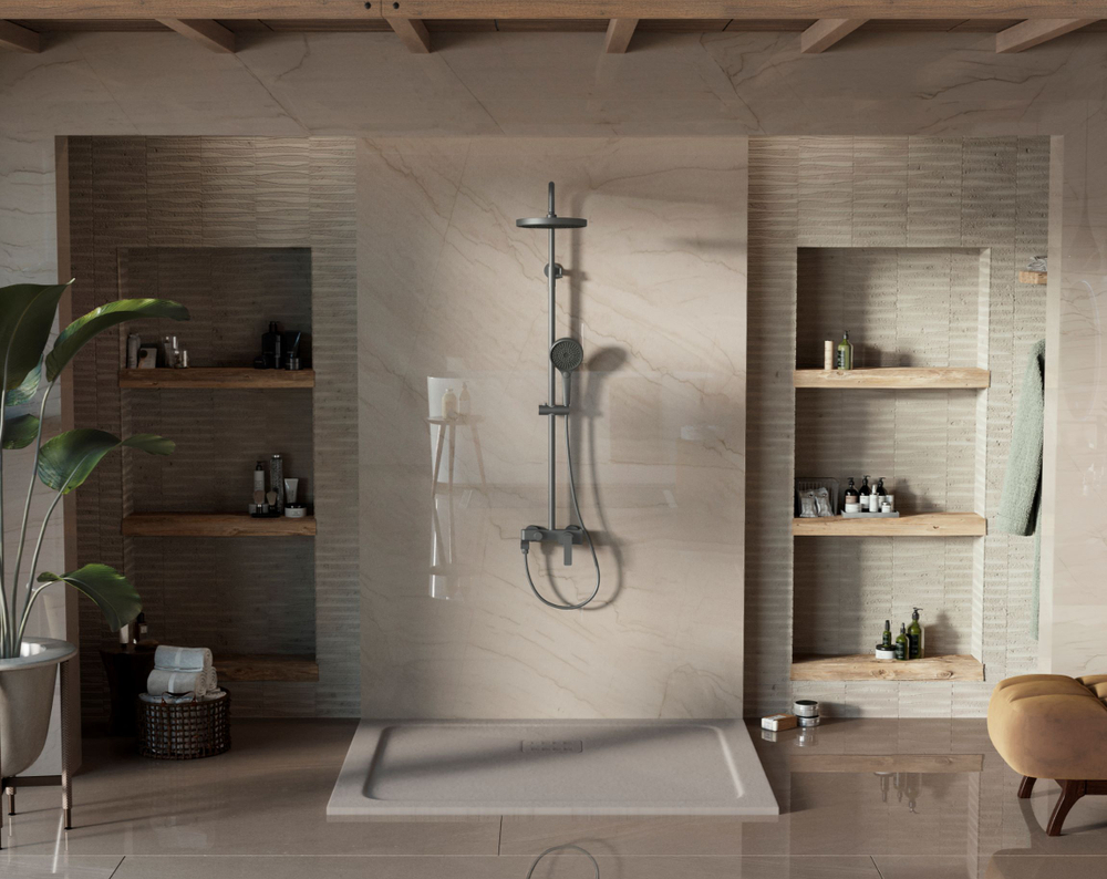 Душевая стойка Vincea VSFS-413GM с изливом, вороненая сталь