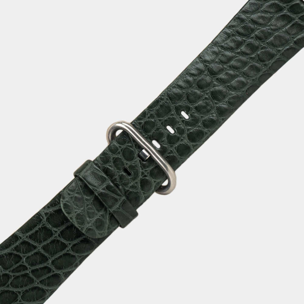 Ремешок для Apple Watch 44/45/46 mm из кожи аллигатора, зеленого цвета