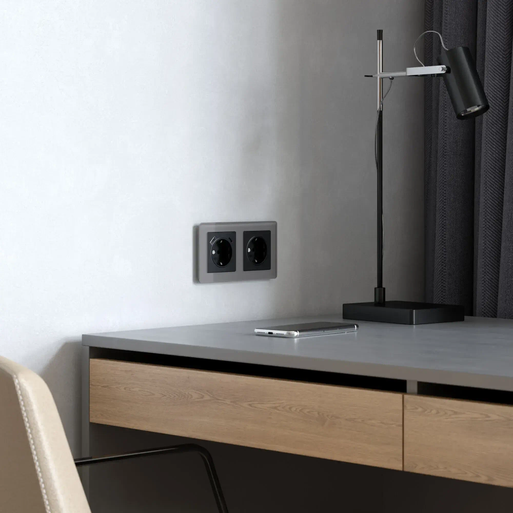 Рамка на 2 поста Acrylic (графит) W0022704