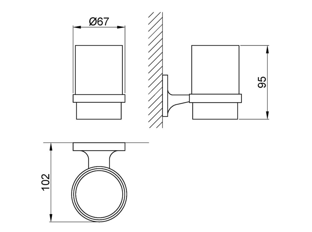 Стаканчик для зубных щеток стекло/замак HOTEL 16410.B глянцевый