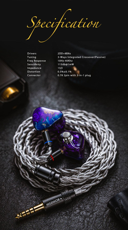 Наушники проводные Hisenior Cano Cristalles, без микрофона, внутриканальные, 4.4 мм, 3.5 мм, 2.5 мм