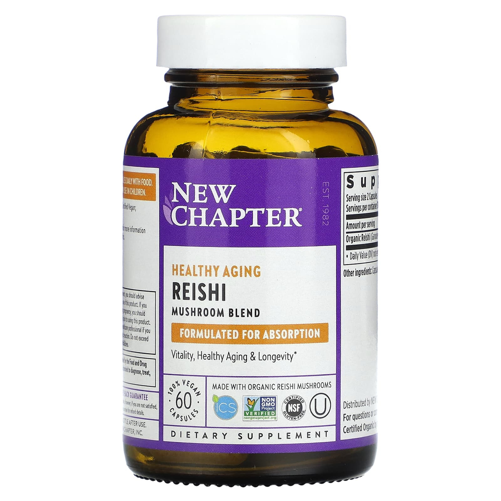 New Chapter, Рейши, 60 веганских капсул