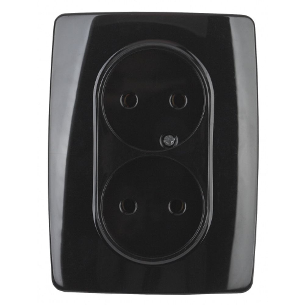 12-2107-06 ЭРА Розетка 2X2P, 16A-250В, IP20, Эра12, чёрный