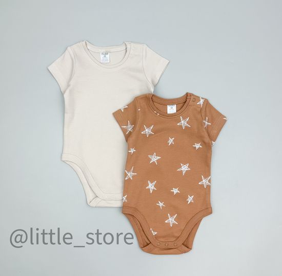Комплект боди с коротким рукавом, Маленькие звезды/бежевый