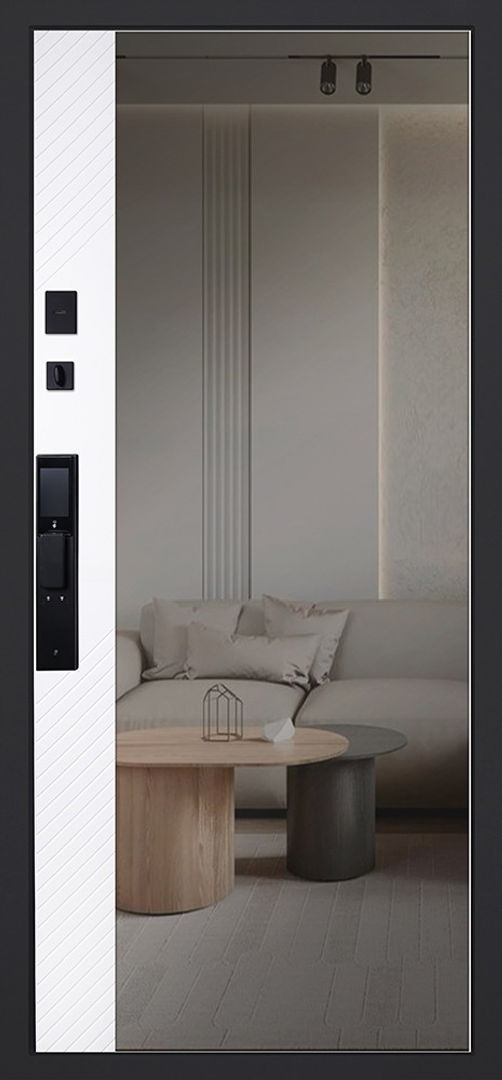 Стальная дверь "Форт" с зеркалом (биометрический замок).