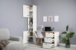 Остин Стол письменный 12.159 Белый шагрень/Дуб Вотан