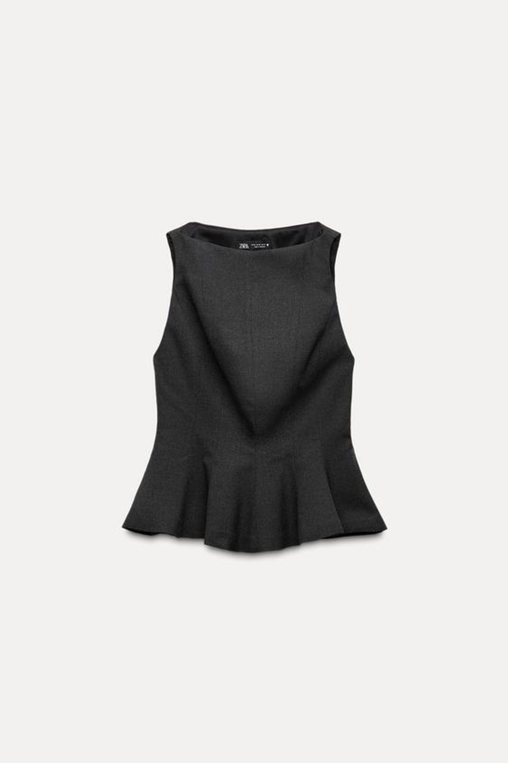 ZARA ТОП С БАСКОЙ, ТЕМНО-СЕРЫЙ