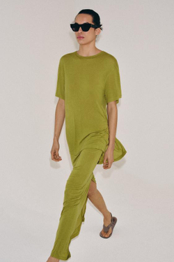 ZARA ДЛИННАЯ СТРУЯЩАЯСЯ ЮБКА, НЕОНОВО-ЛАЙМОВЫЙ