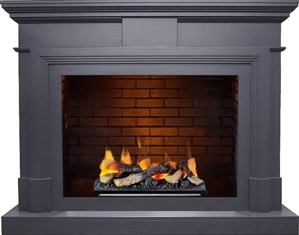 Каминокомплект Coventry - Серый графит / Кирпич с очагом Cassette 400 LNH-INT (с дровами)