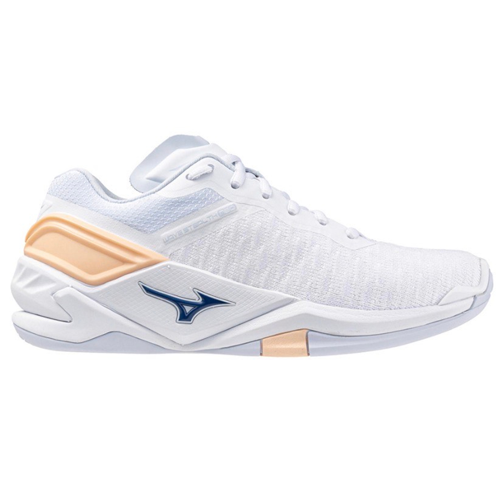 MIZUNO, WAVE STEALTH NEO, HANDBALL, White/Navy Peony/Peach Parfait, WOMEN, US 6 /EUR 38 /UK 5 /СМ 24