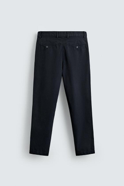 ZARA БРЮКИ STRAIGHT FIT ИЗ ТКАНИ С УЗОРОМ, МОРСКОЙ СИНИЙ