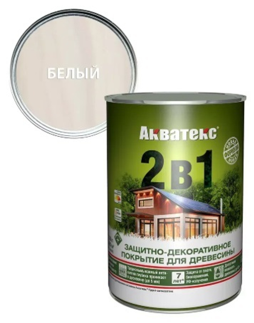 Защитно-декоративное покрытие для дерева АКВАТЕКС 2 в 1, белый, 0.8 л