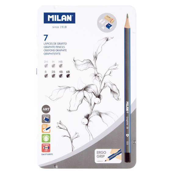 Metal case 7 graphite pencils