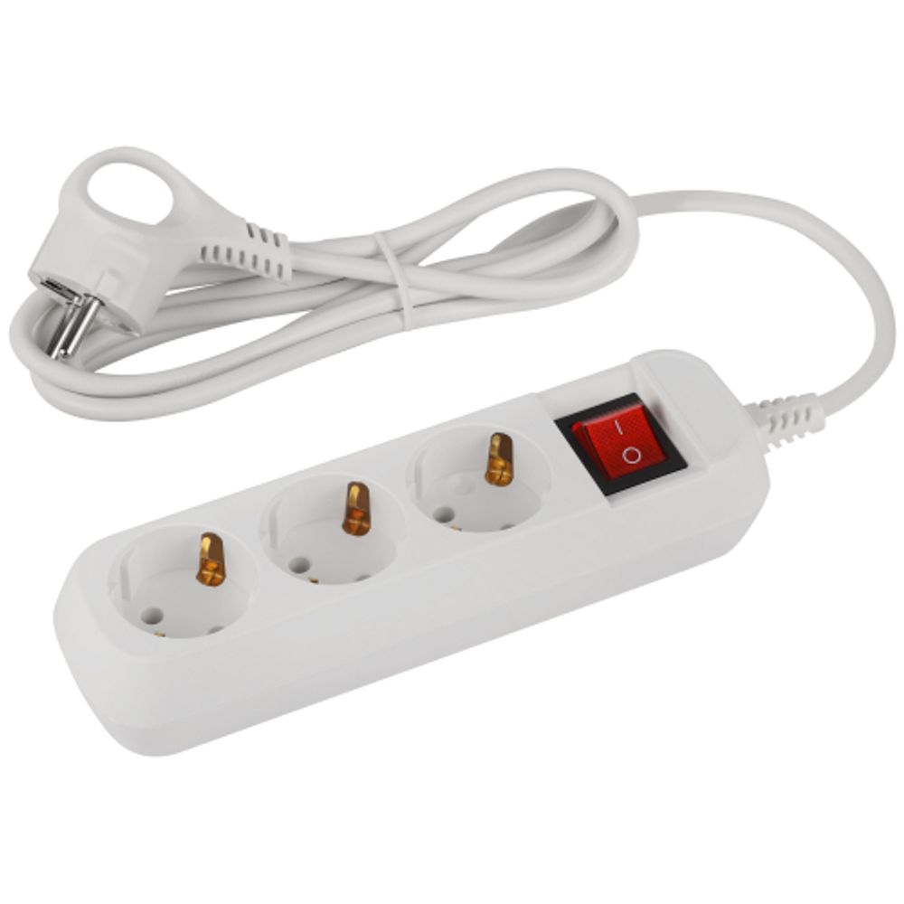 Удлинитель электрический ЭРА UDL-10-315-ES Greenline 3 розетки с заземлением с выключателем 1,5м ПВС 3x0.75мм2 | Бытовые удлинители