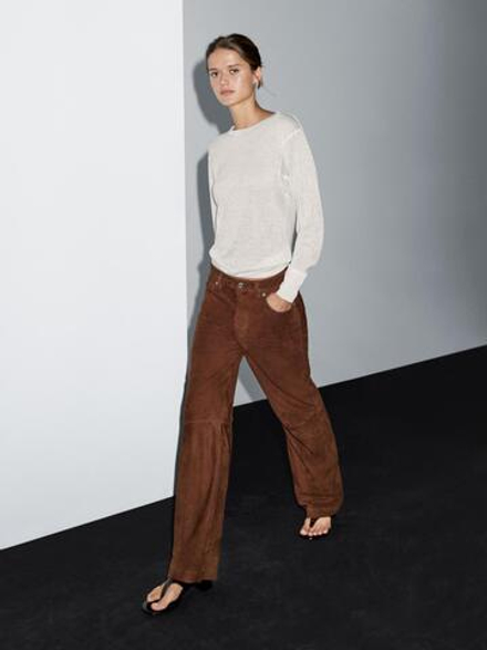 Massimo Dutti Замшевые брюки, коричневый