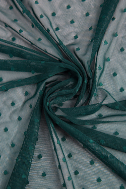 Сетка эластичная темно-зеленая в горошек 5 мм метражом